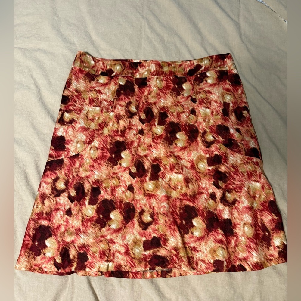 Ann Taylor Red and Cream A-Line Skirt